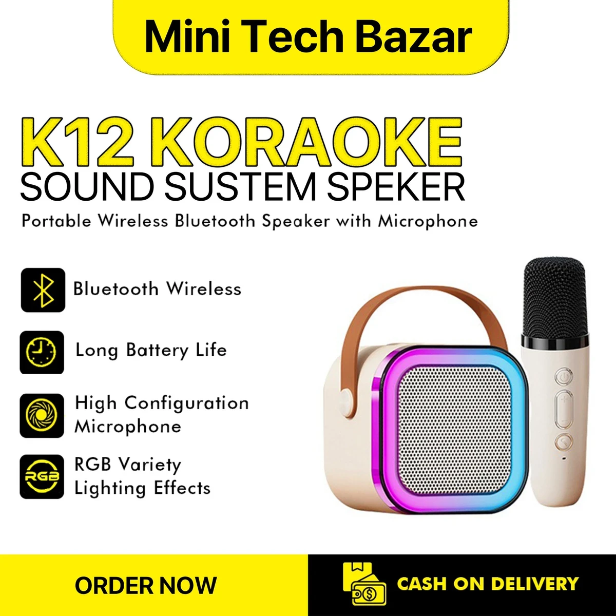 Portable Karaoke Speaker With Wireless Microphone - Thumbnail 4