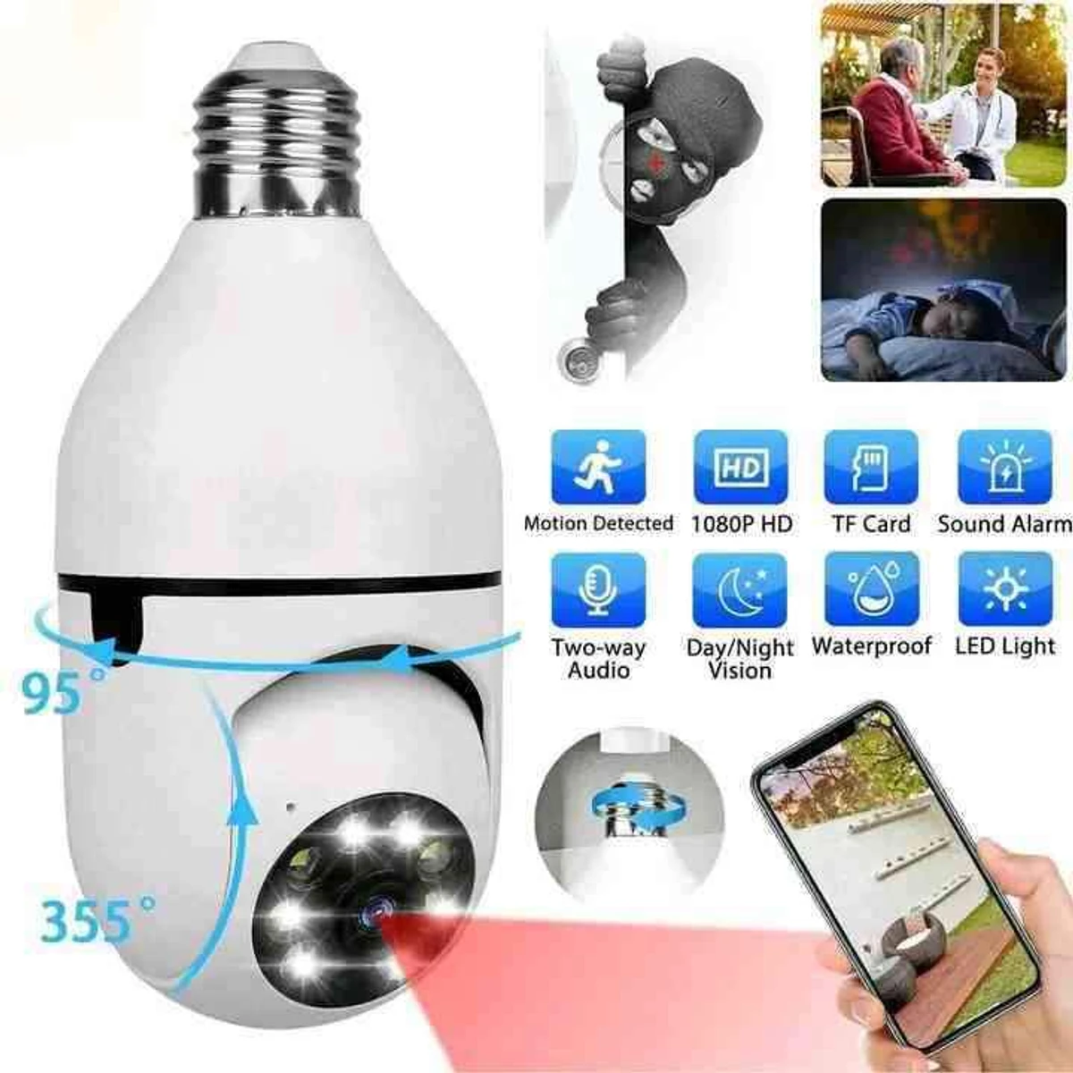 V380 Bulb System 360 Degree Wi-Fi IP Camera - Thumbnail 3