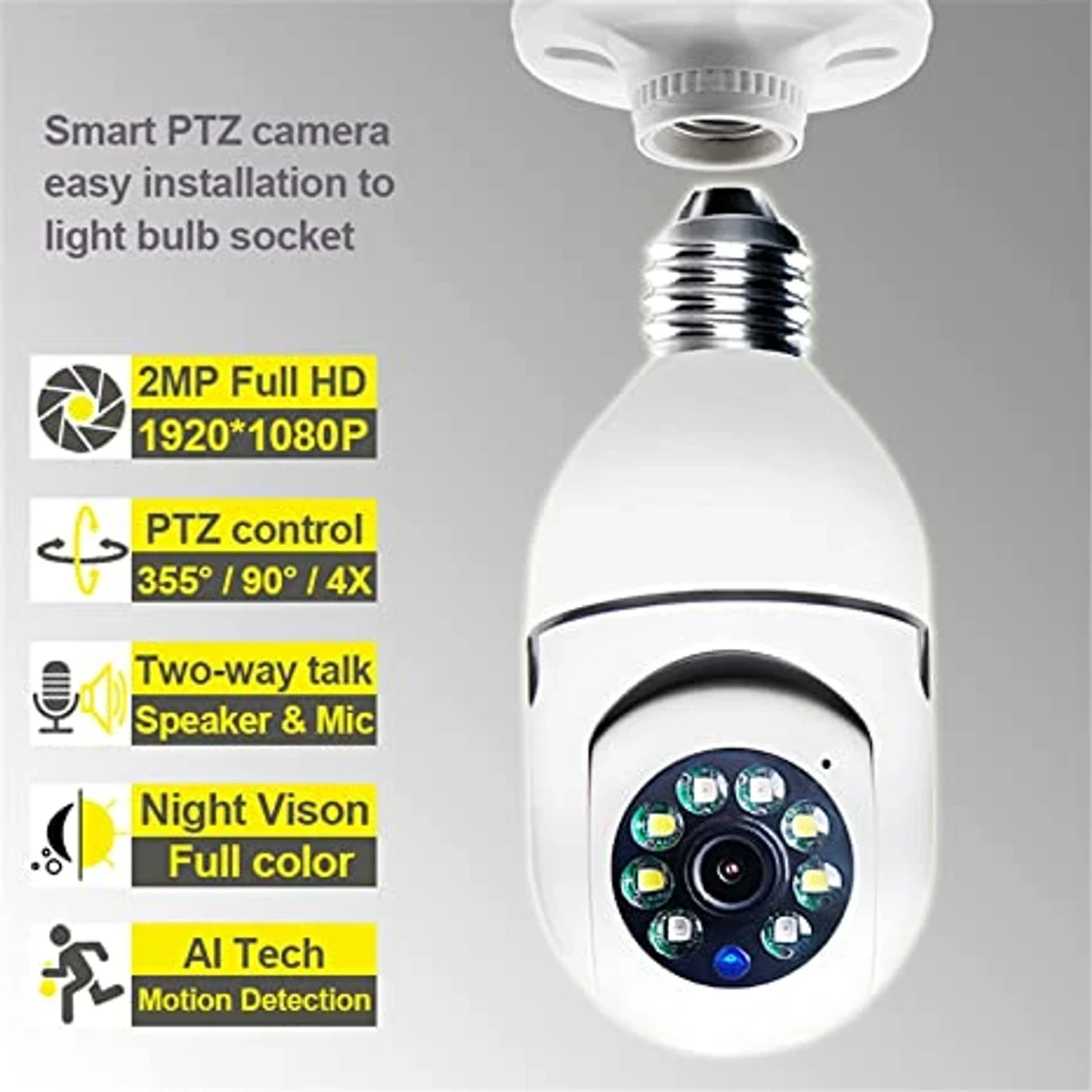 IP Bulb System 360° Moving Wi-Fi Camera - Thumbnail 5