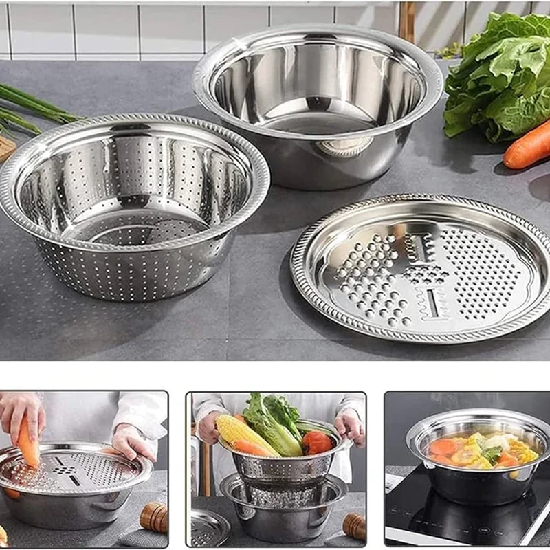 3 In 1 Vegetable Cutter with Drain Basket - Thumbnail 3