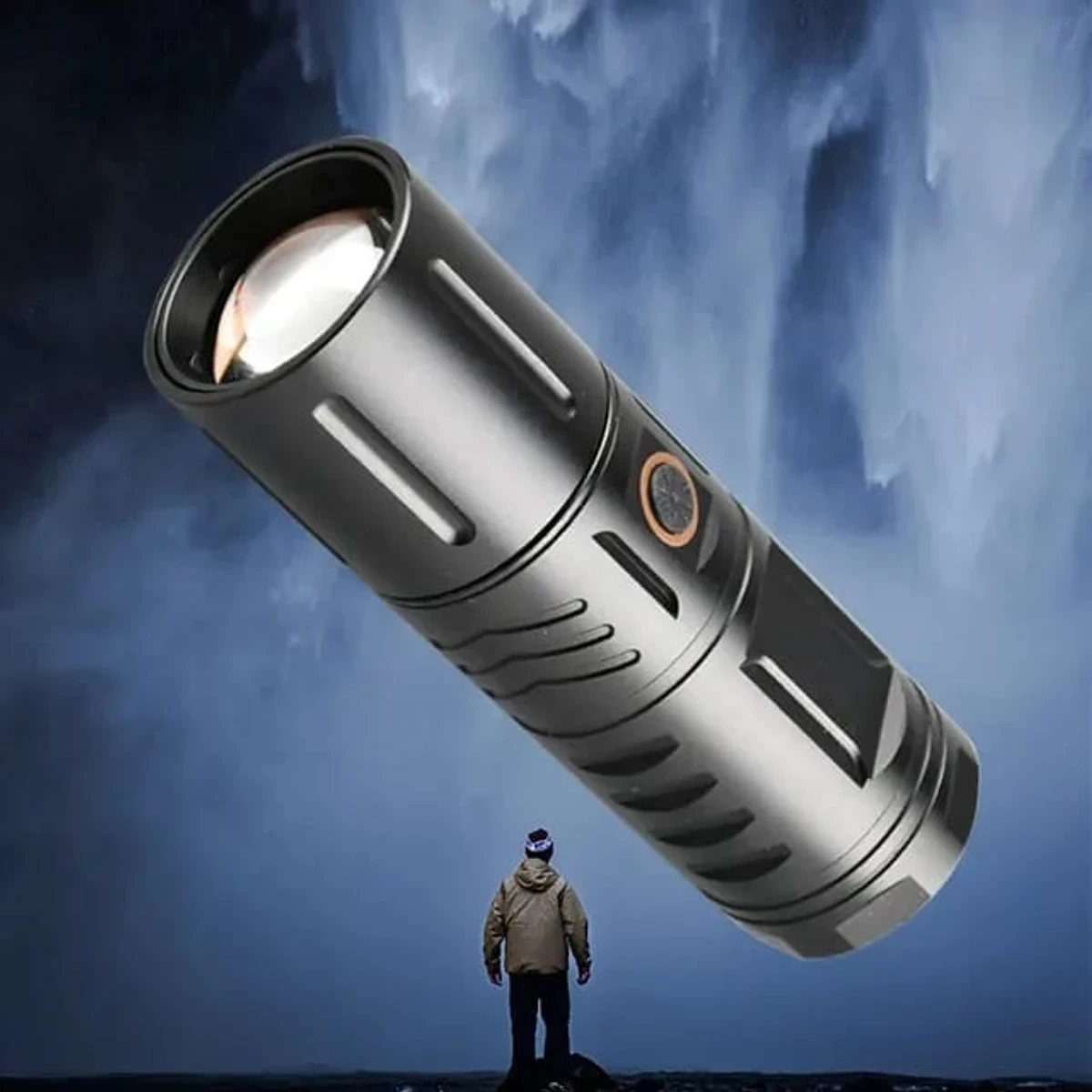 LED TORCH LIGHT, WATERPROOF STRONG LED FLASHLIGHT WITH POWER BANK - Thumbnail 4