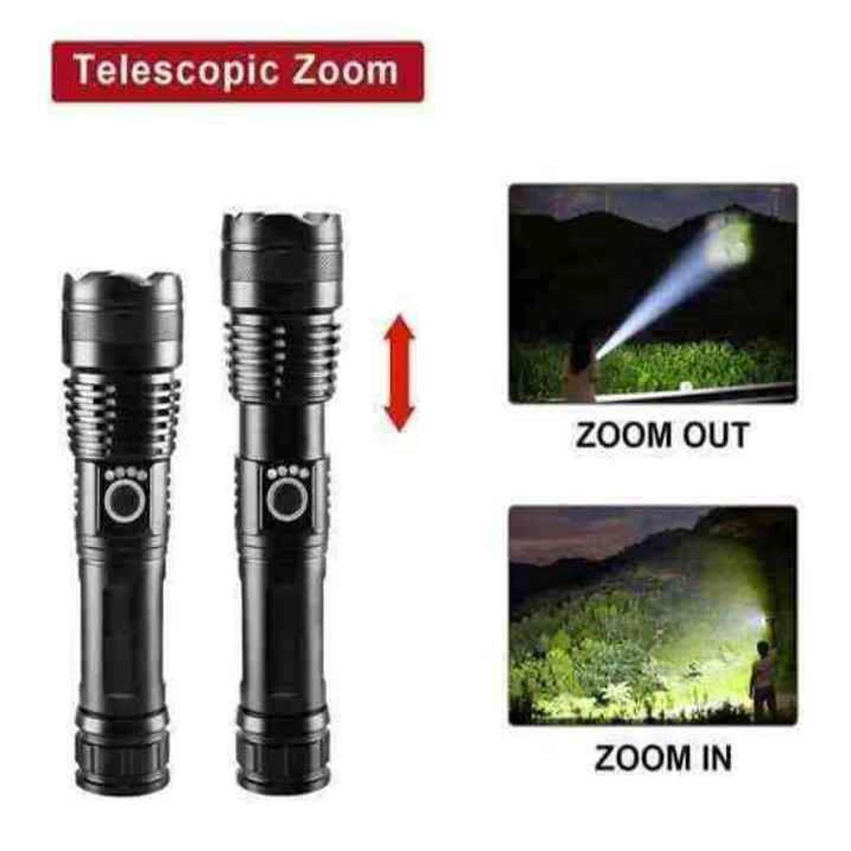 Waterproof Zoom LED Flashlight - Thumbnail 6