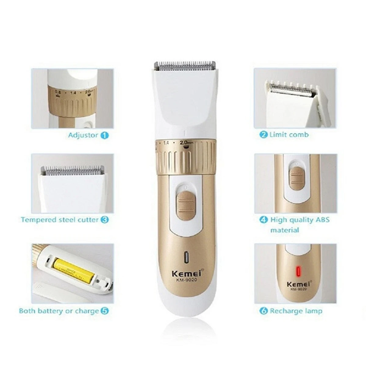 ( Kemei )KM-9020 Rechargeable Hair Trimmer - Thumbnail 3