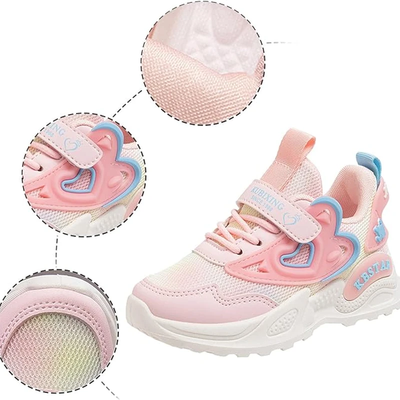 Sneakers Children Girls Running Shoes Comfortable Lightweight Walking Shoes (Toddler/Little Kid/Big Kid) Pink,2 - Image 4