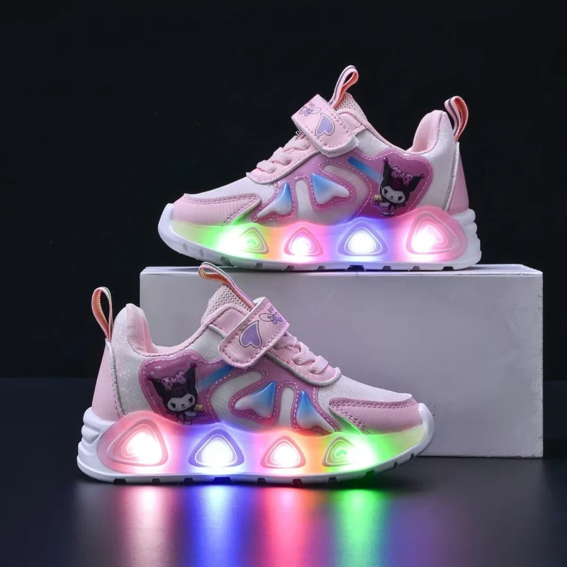 Girls LED Luminous Sport Shoes Children Flashing Light Up Sneakers