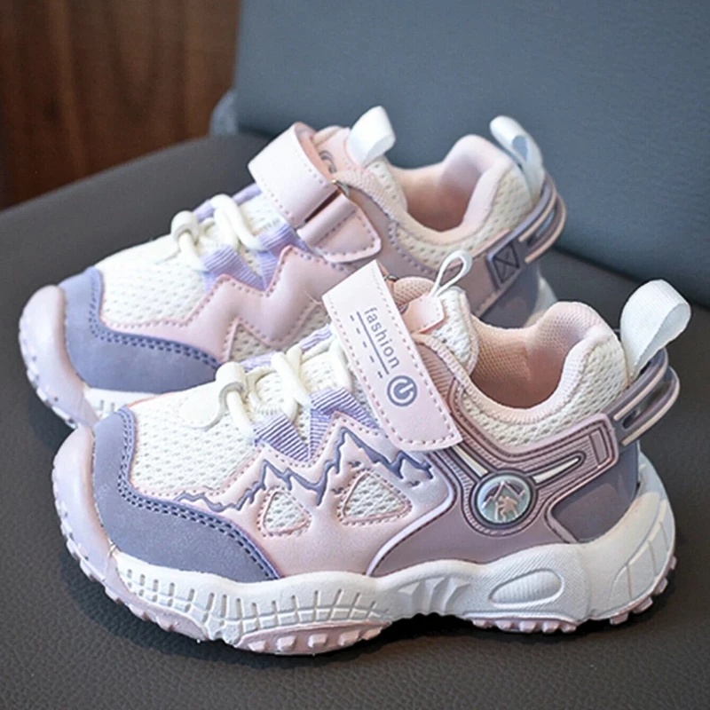 Children Kids Boys Girls Hook-And-Loop PU Casual Sports Shoes, Waterproof & Anti-Slip