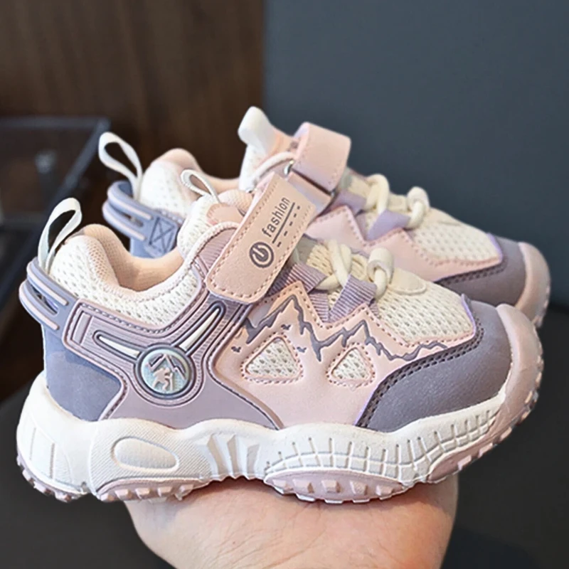 Children Kids Boys Girls Hook-And-Loop PU Casual Sports Shoes, Waterproof & Anti-Slip