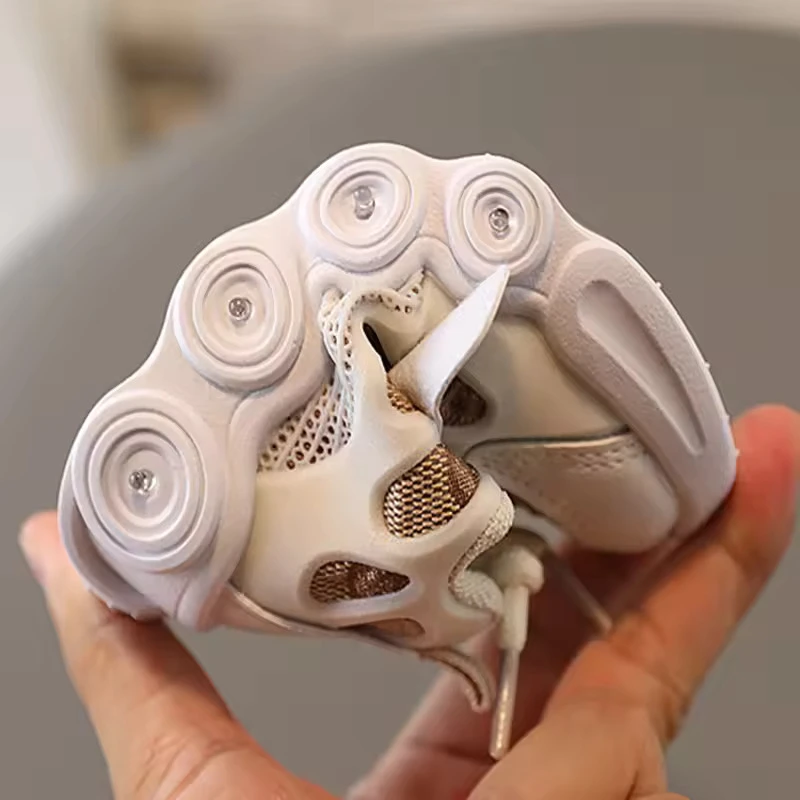 Kids Sneaker Led Lights Boys and Girls Non Slip Running Casual Shoes off white - Image 3