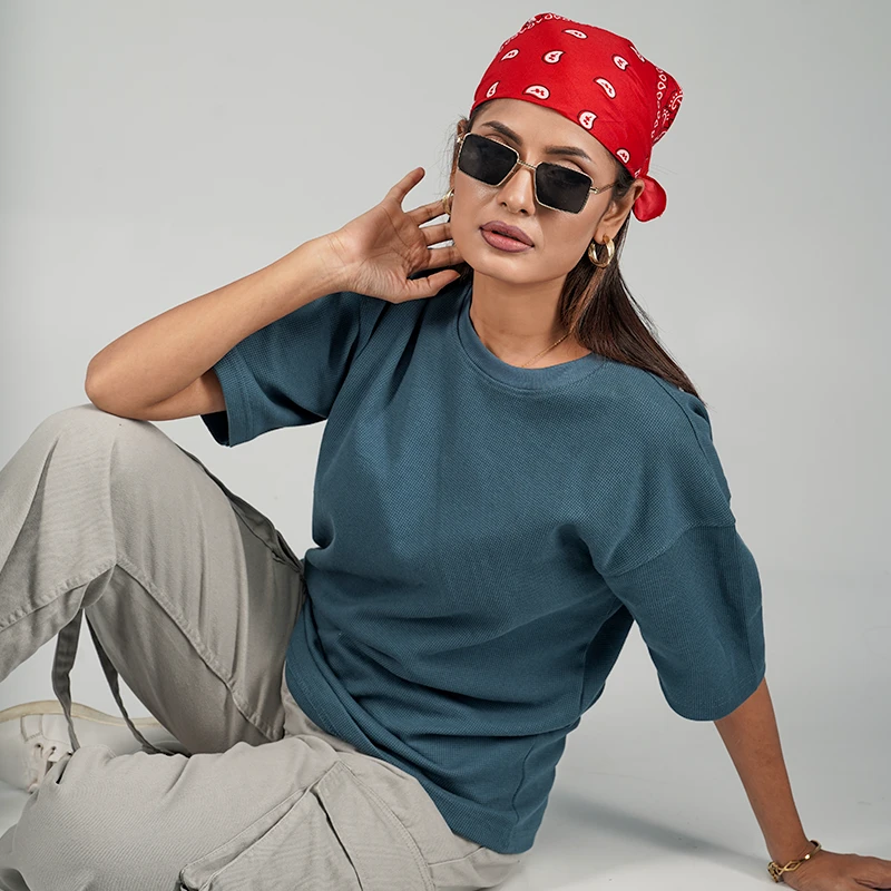 Mens Oversized Drop Shoulder - Teal Blue - Thumbnail 3