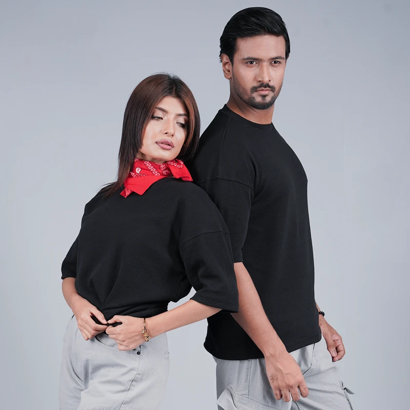 Mens Oversized Drop Shoulder - Black - Thumbnail 6