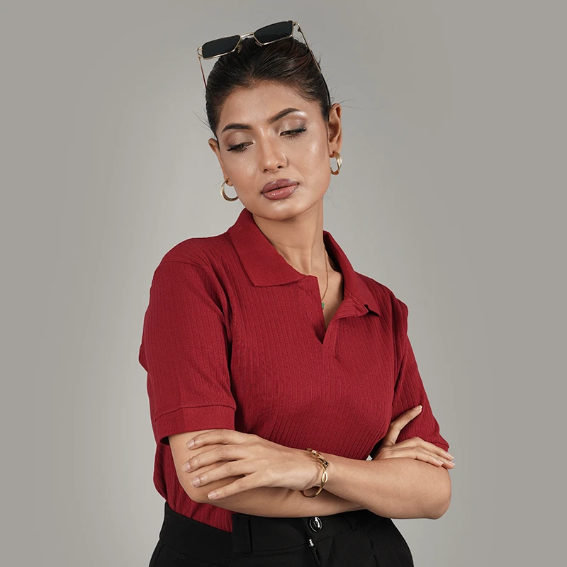 Old Money Polo - Maroon - Thumbnail 3