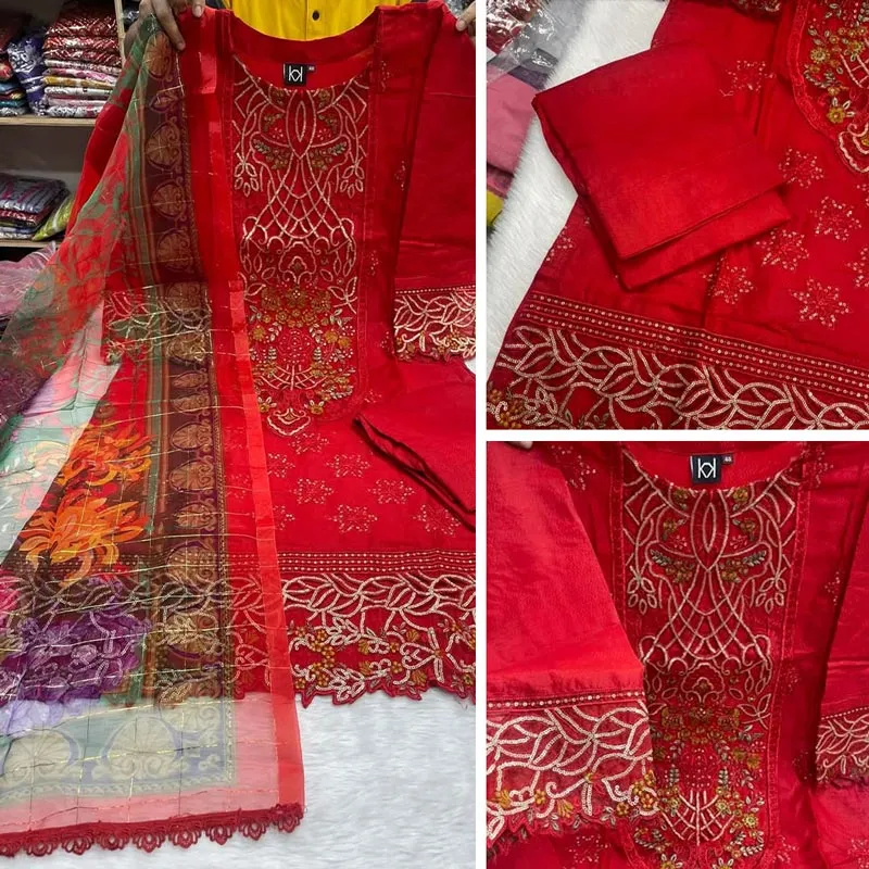 জমজম কটন থ্রি পিস