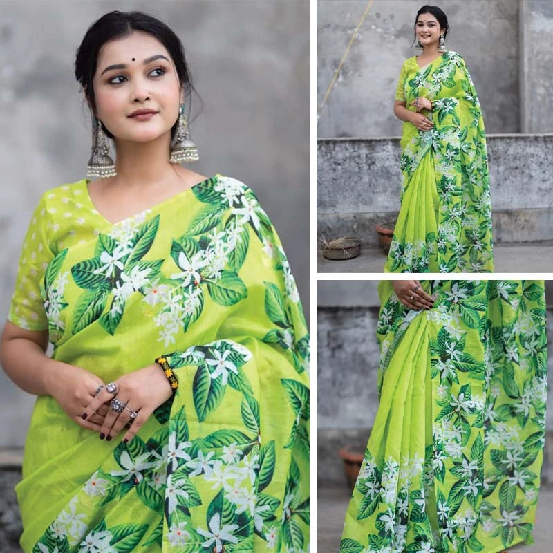 সেমি সিল্ক ডিজিটাল প্রিন্ট শাড়ি