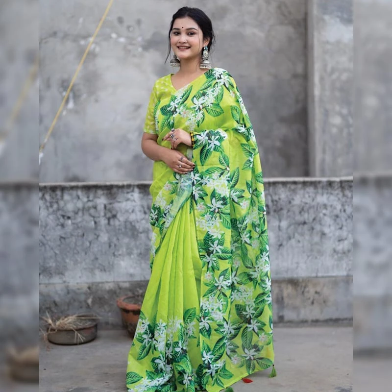 সেমি সিল্ক ডিজিটাল প্রিন্ট শাড়ি