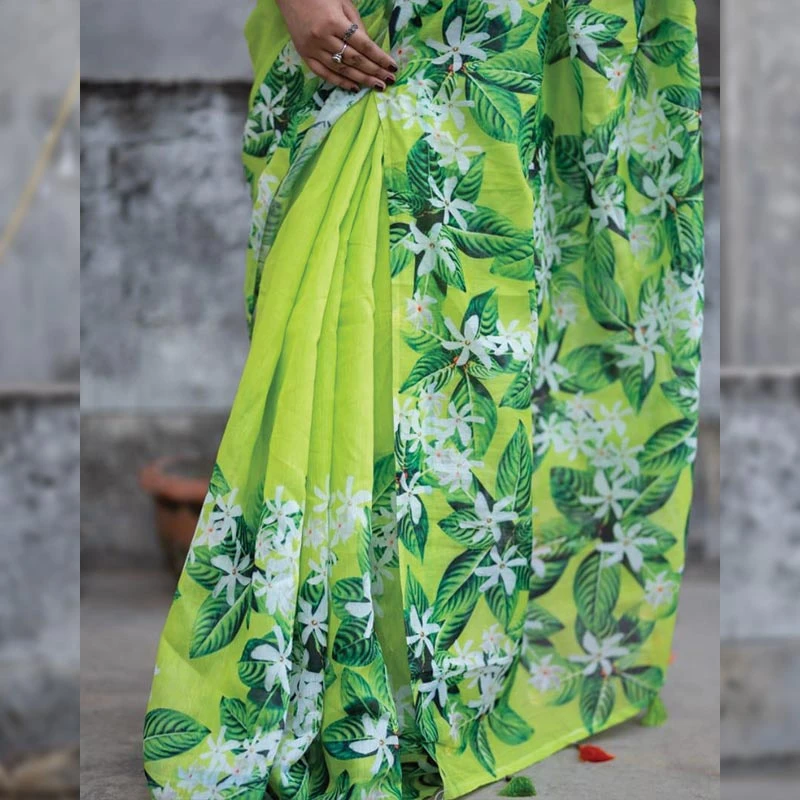 সেমি সিল্ক ডিজিটাল প্রিন্ট শাড়ি - Image 4