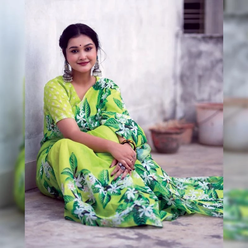 সেমি সিল্ক ডিজিটাল প্রিন্ট শাড়ি - Image 5