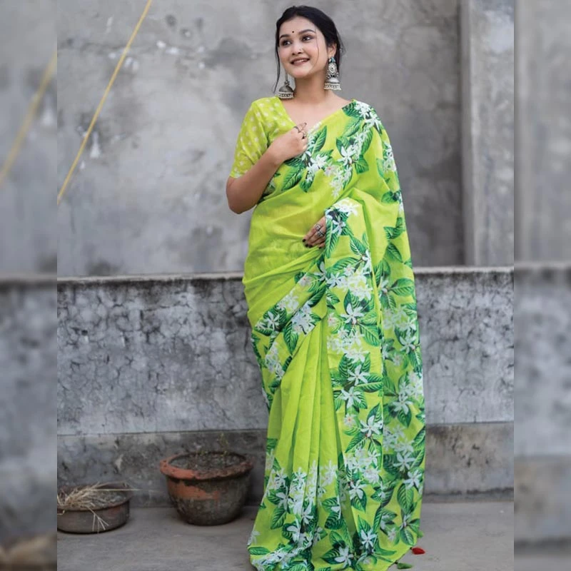 সেমি সিল্ক ডিজিটাল প্রিন্ট শাড়ি - Image 6