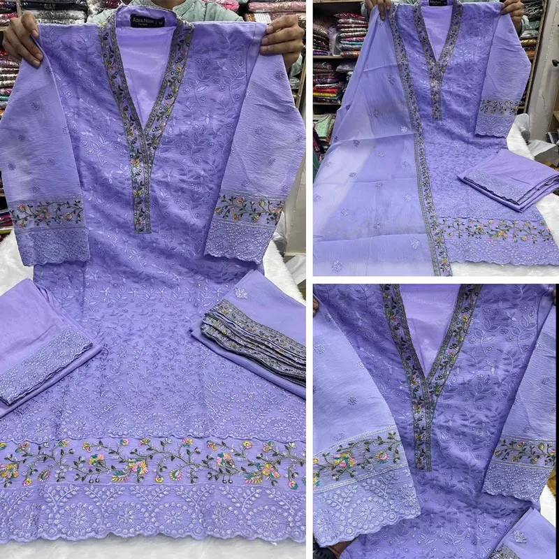 আগা নুর  - Agha Noor Premium Embroidered Cotton 3-Piece Suit