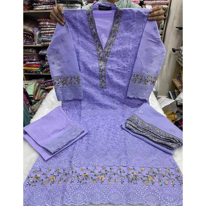 আগা নুর  - Agha Noor Premium Embroidered Cotton 3-Piece Suit