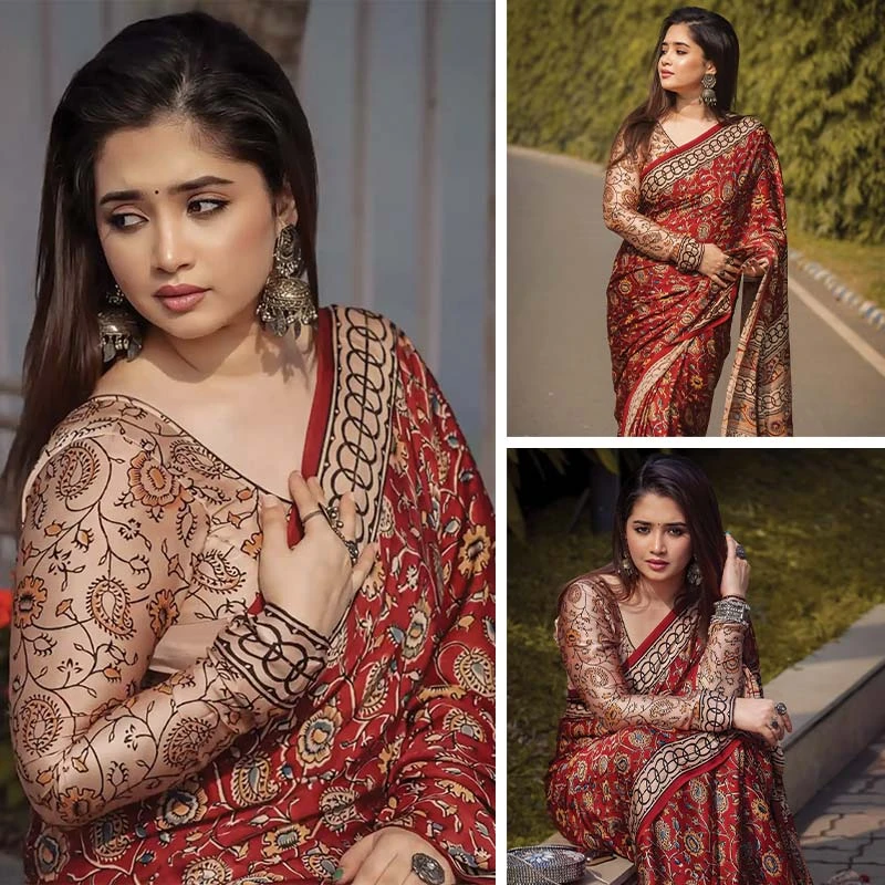 প্রিমিয়াম চান্দেরি সিল্ক শাড়ি + ব্লাউজ পিস