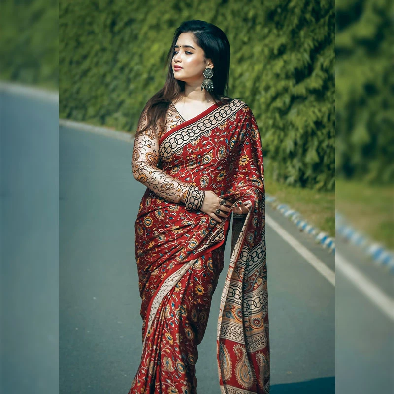 প্রিমিয়াম চান্দেরি সিল্ক শাড়ি + ব্লাউজ পিস - Image 3