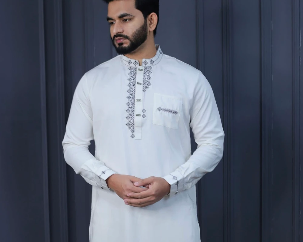 Premium Quality Pakistani Fabrics Embroidery Panjabi