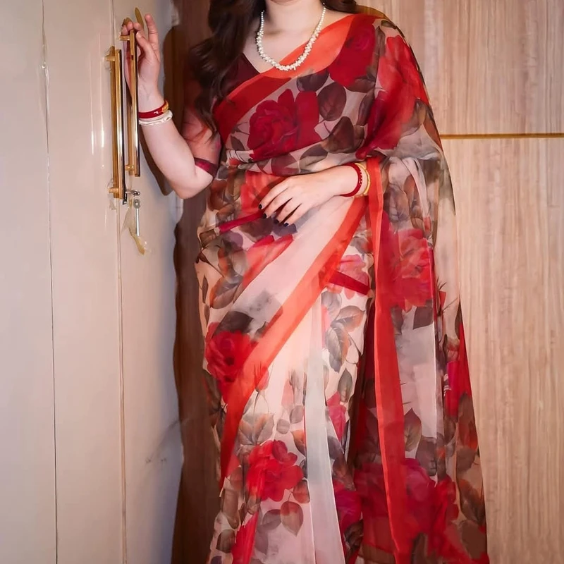 Premium Organza Saree The Rose