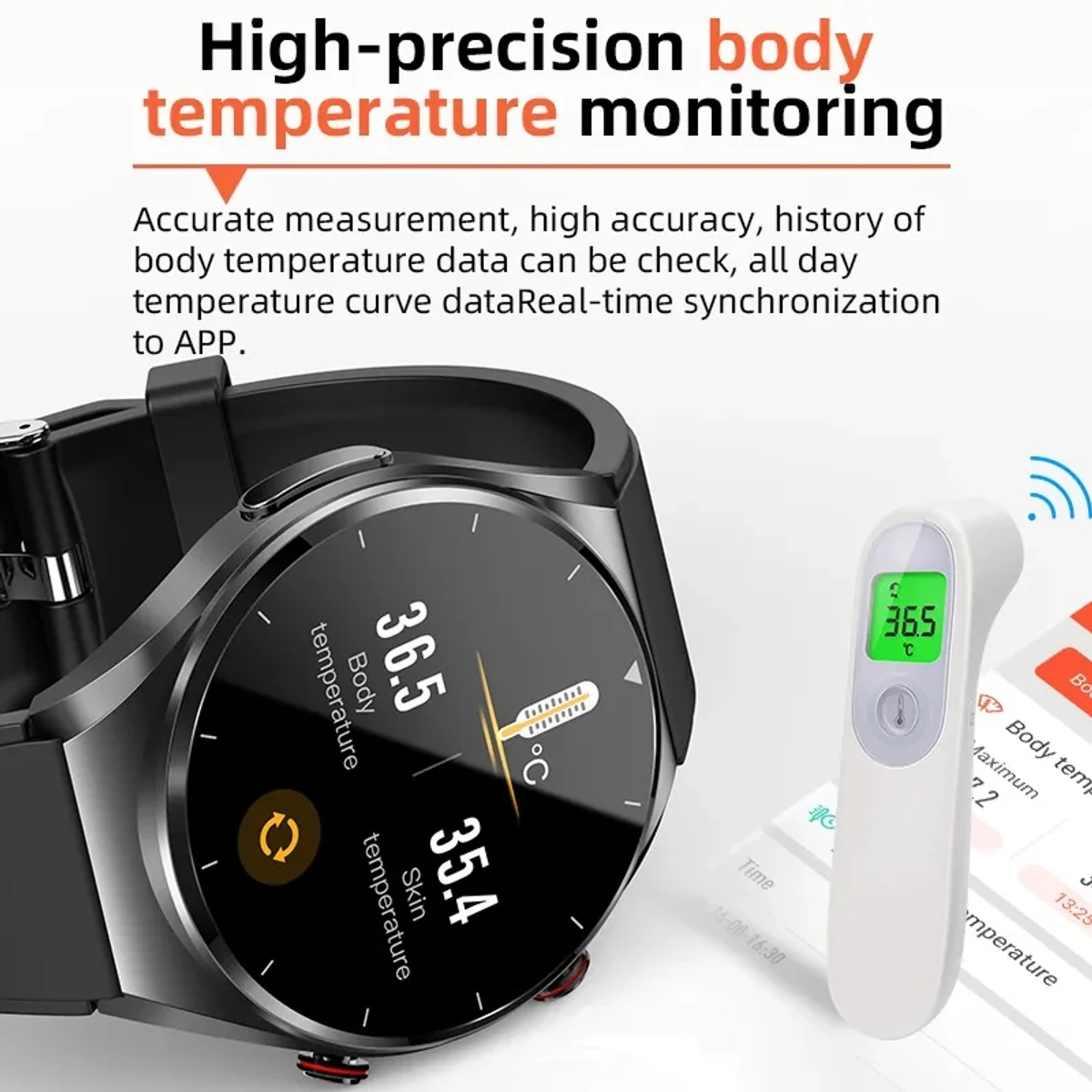 ECG+PPG Noninvasive Blood Sugar HRV Smart Watch - Image 3