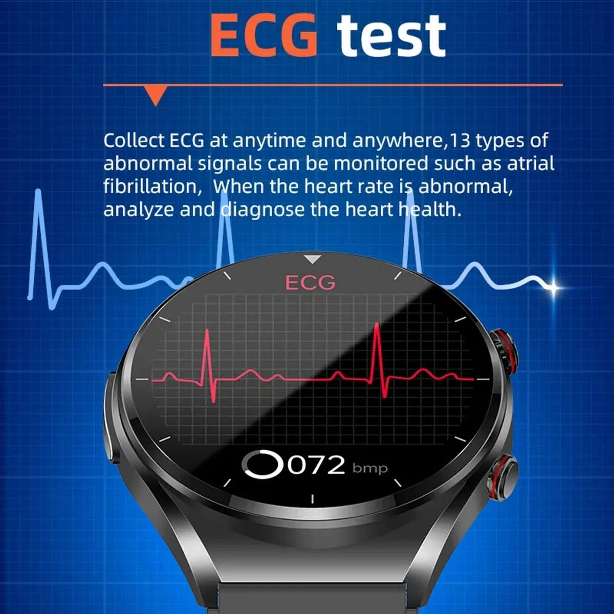 ECG+PPG Noninvasive Blood Sugar HRV Smart Watch - Image 5