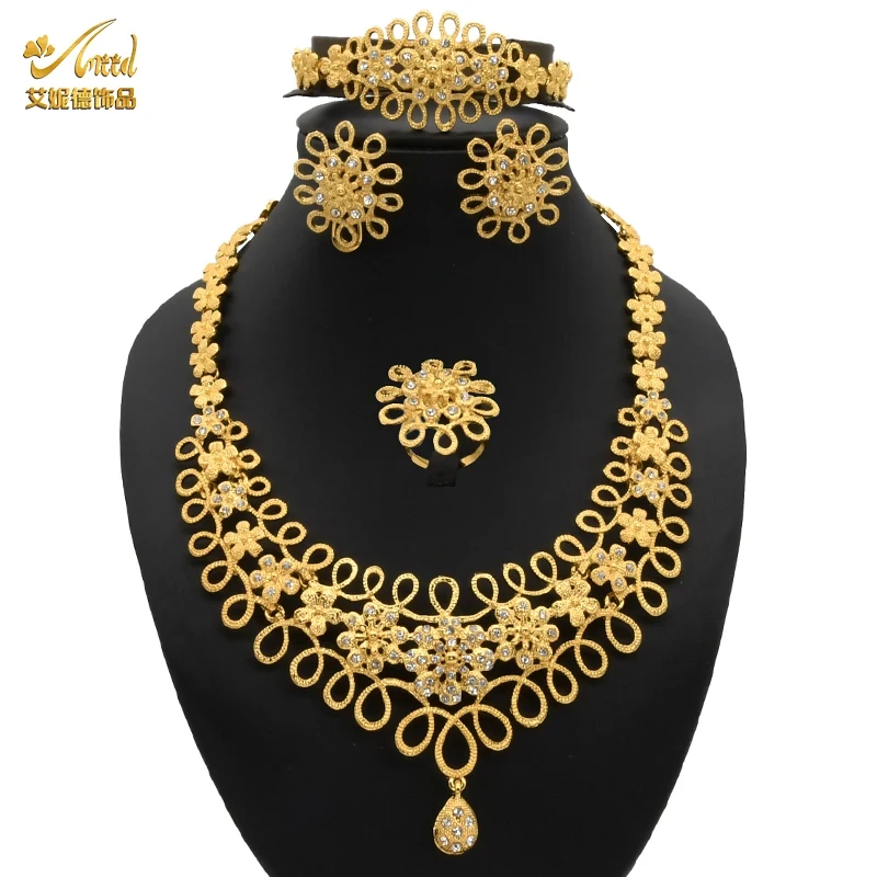 Dubai 24K Gold Plated 4Pcs Necklace Set-310