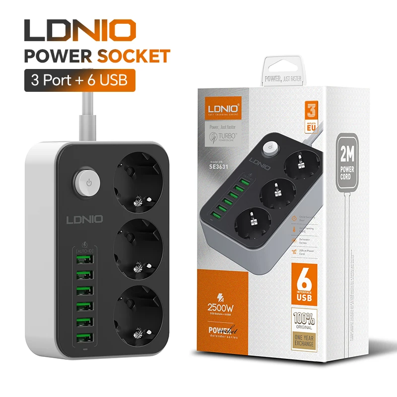 LDNIO SE3631 EU Power Socket 2500W Power Strip
