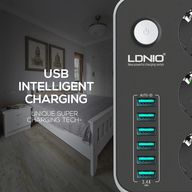 LDNIO SE3631 EU Power Socket 2500W Power Strip