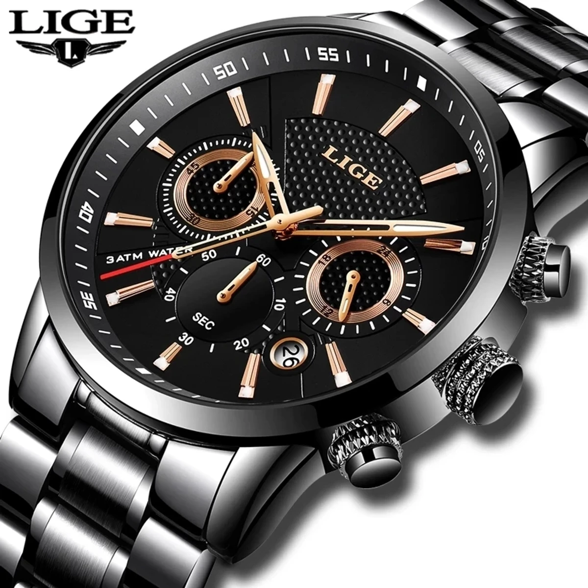 LIGE Mens Watches Top Luxury Brand Business