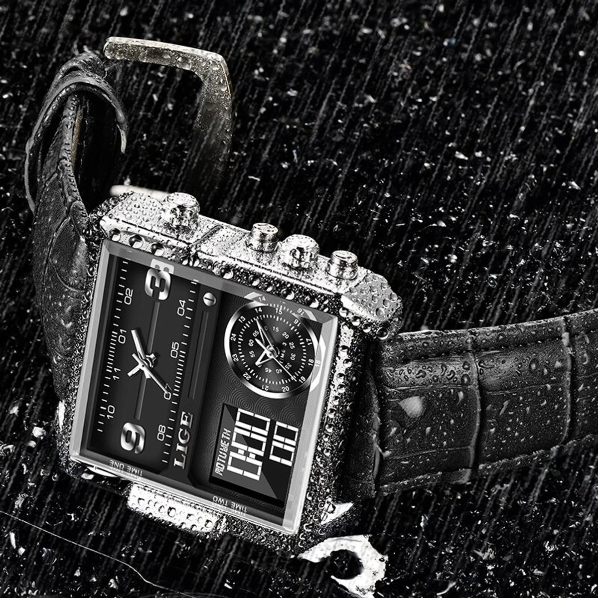 LIGE Fashion Leather Watch Men Top Brand - Image 4