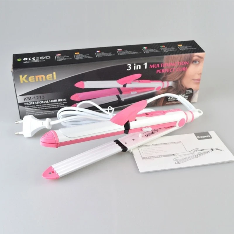 Kemei KM-1213 (3 in 1)Hair Straightener and Hair Curler - Image 5