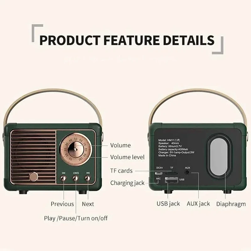 Retro Bluetooth Speaker Wireless - Image 4