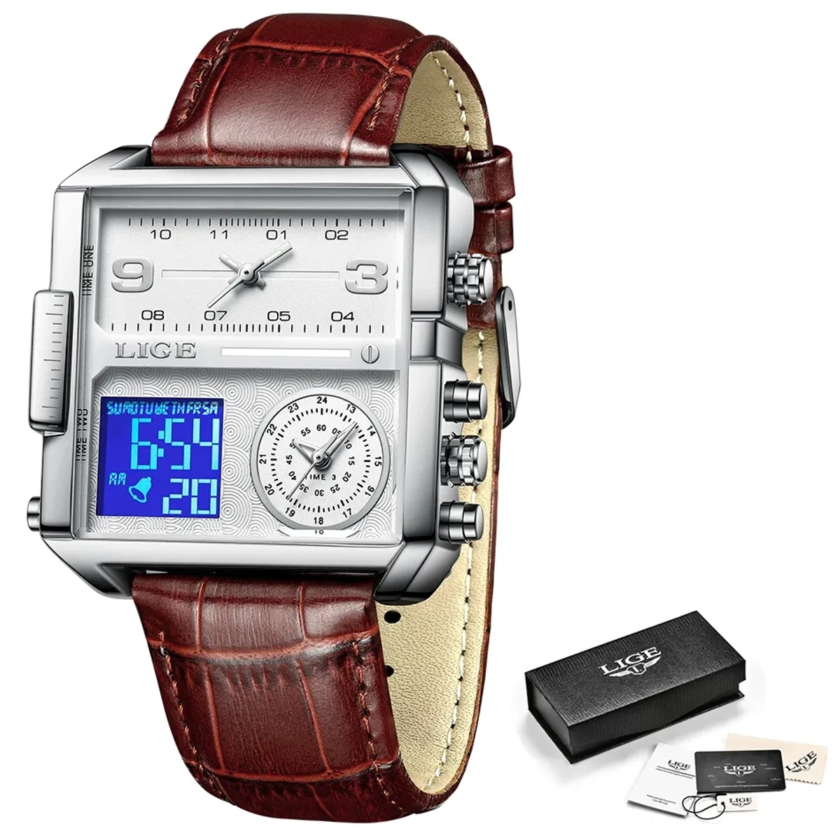 LIGE Luxury Men Quartz Digital Watch