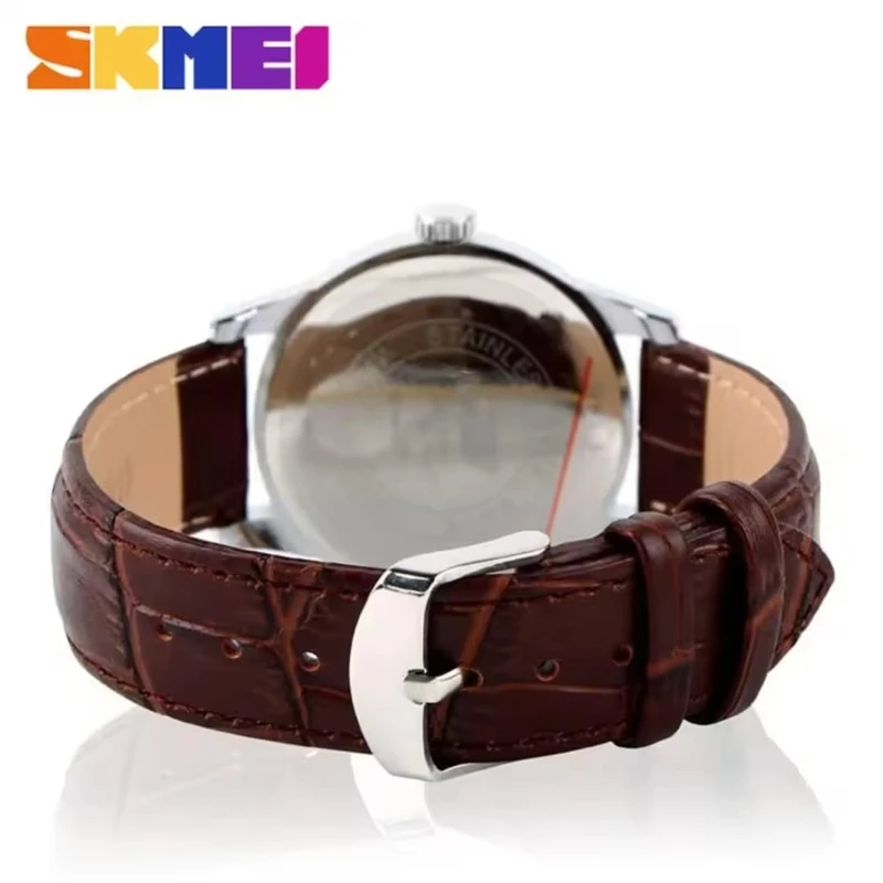 SKMEI 9058 Casual Leather Strap Waterproof Wristwatches - Image 3