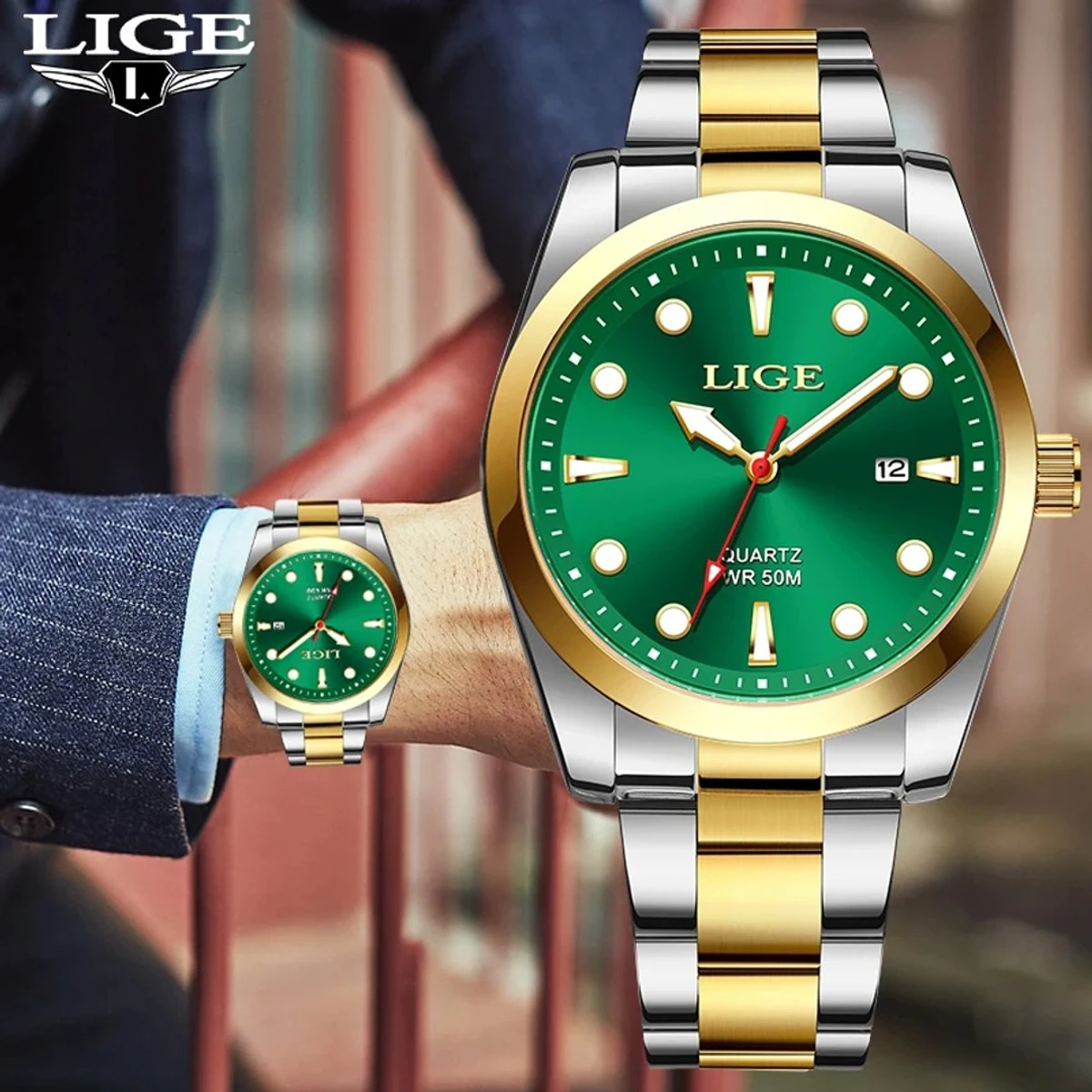 LIGE Top Brand Luxury Watch Men 50M