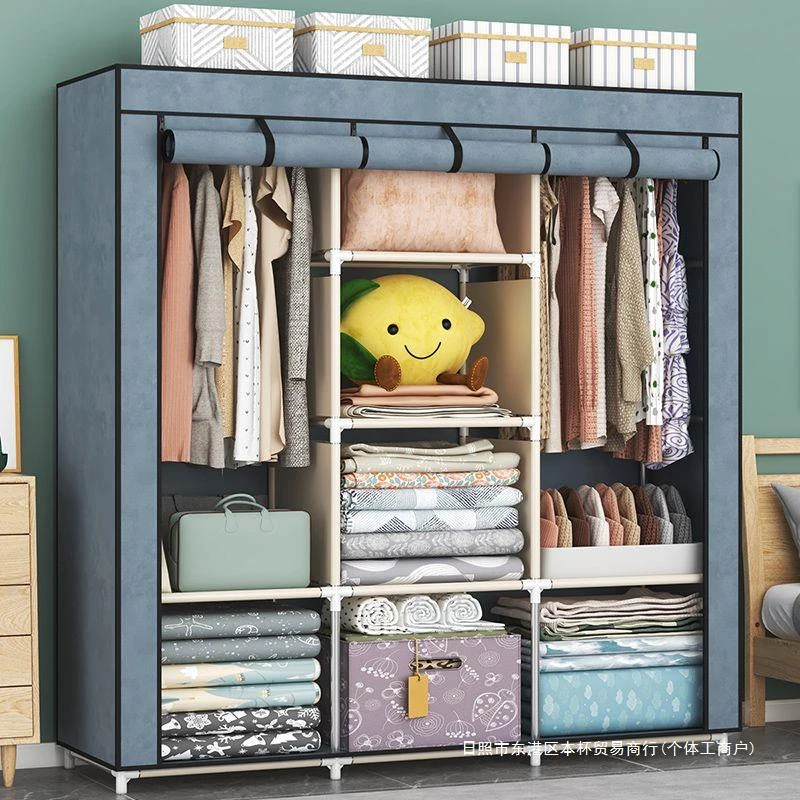 Portable Cloth And Storage Wardrobe Cabinet(Gray)
