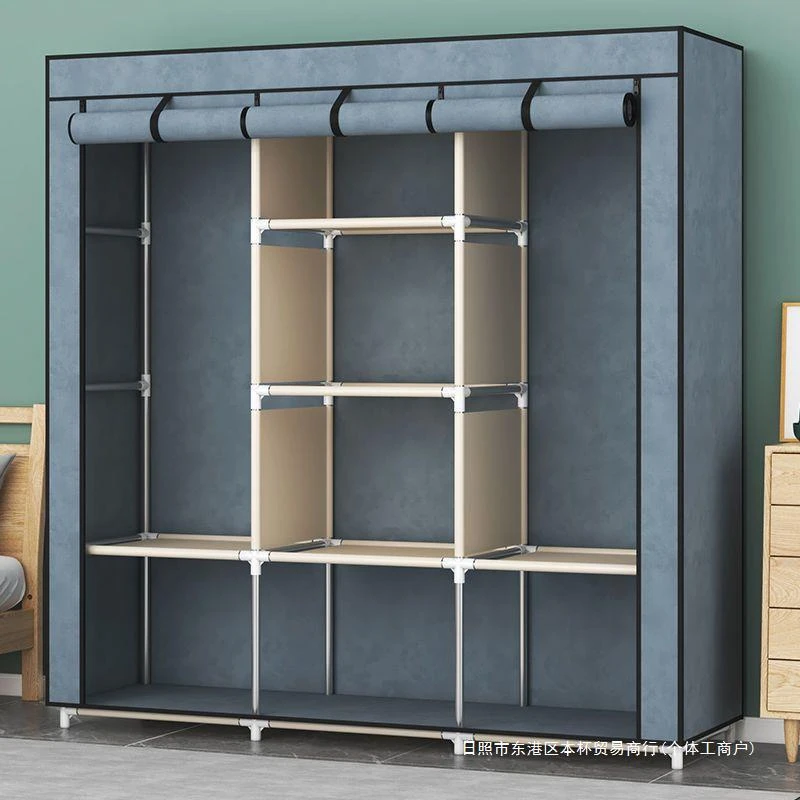 Portable Cloth And Storage Wardrobe Cabinet(Gray) - Image 3