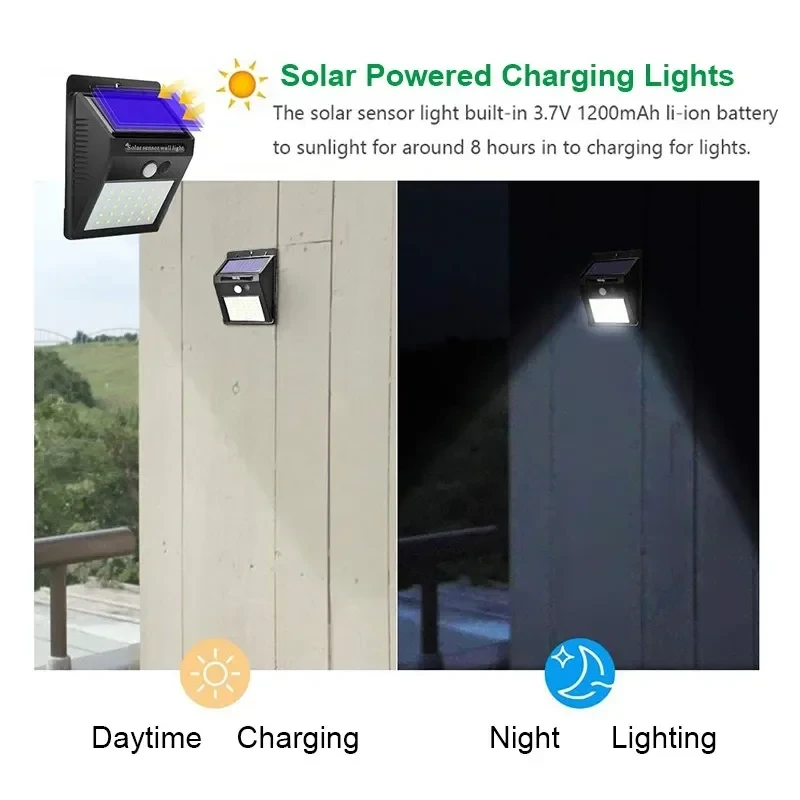 30 LED Solar Lights PIR Motion Sensor Wall Light - Image 4