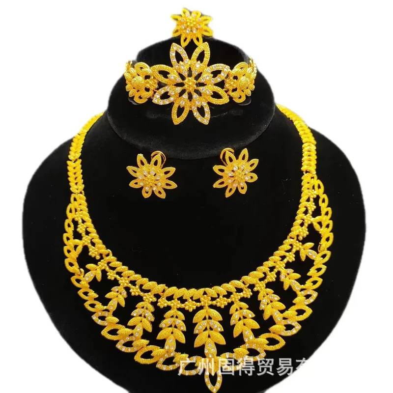 Dubai 24K Gold Plated 4Pcs Necklace Set-314 - Image 3