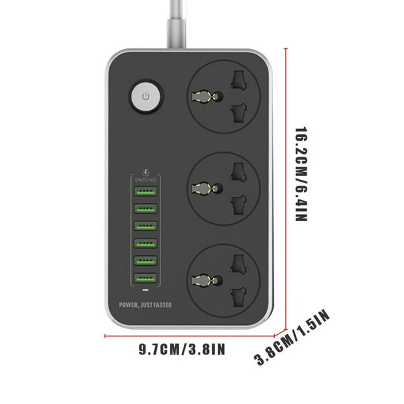 LDNIO SC3604 Power Strip with 3 AC Sockets and 6 USB Ports - Image 3
