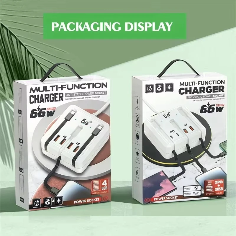 PD 66W USB Charger Fast Charging 4 Ports Type C - Image 4