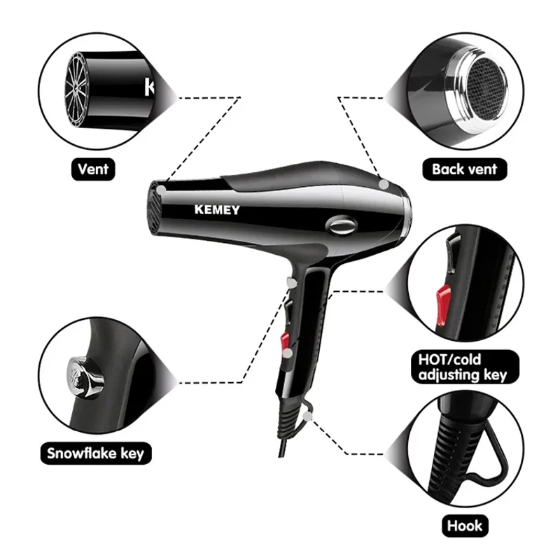 Kemei KM-5822 3500W high-power professional hair dryer