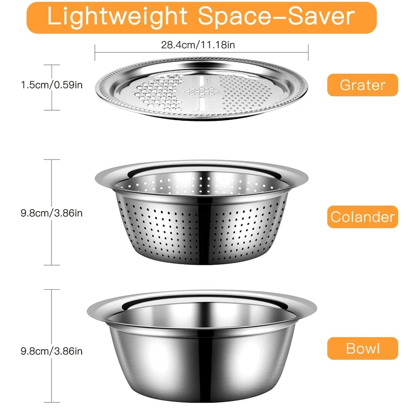 3 in 1 Stainless Steel Drain Basket Vegetable Cutter - Image 3