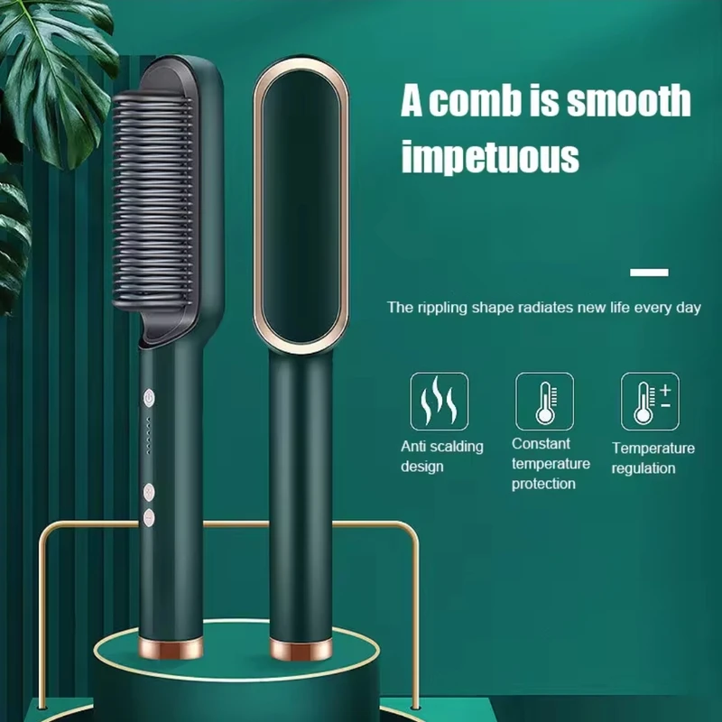 2in1 Hair Straightener + curler Comb Brush - Image 3