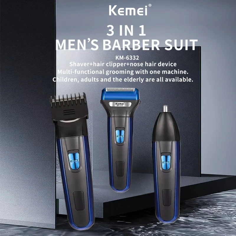 Kemei Multifunctional 3 In 1 Electric Foil Shaver