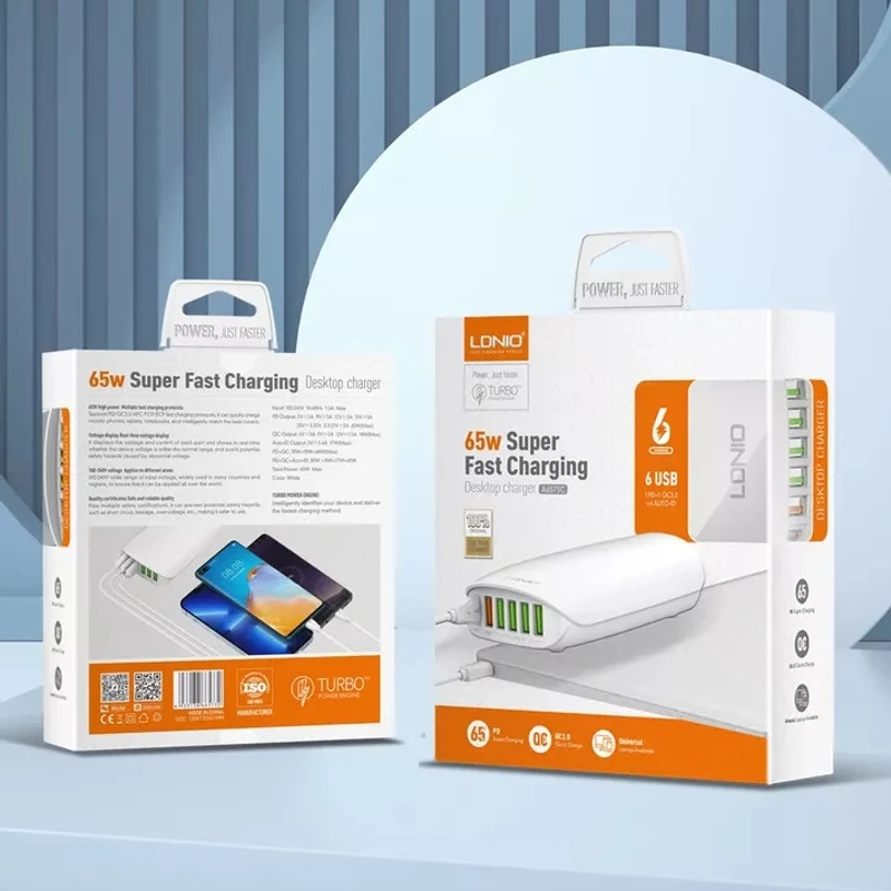 LDNIO A6573C 65W USB Super Fast Charging 6 Port USB Charger - Image 3